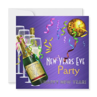 Invitation Party New Years Eve Purple Gold invitation