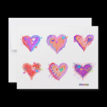 Invitation - Pop Art Crazy Hearts 2 invitations