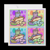 Invitation - Pop Art Hot Dog with Chips and a Drin invitations