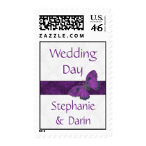 Invitation Postage Butterfly Brocade Purple