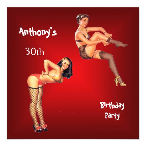 Invitation red Pin-up Girls Birthday Party