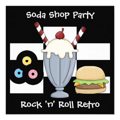Invitation Rock 'n' Roll Retro Soda Shop Party