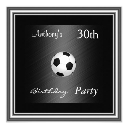 Invitation Soccer 30th Birthday Party  silver