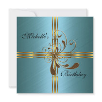 Invitation Teal & Gold Abstract