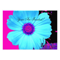 Invitation Teal Pink Black Purple Flower invitations