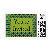 Invitation Turquoise Green Stamps