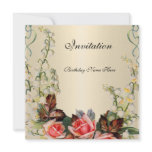 Invitation Victorian Pretty Floral Roses