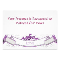 Invitation with Purple Love Ribbon and Text