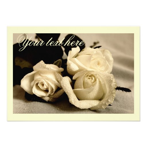 Invitation with white roses