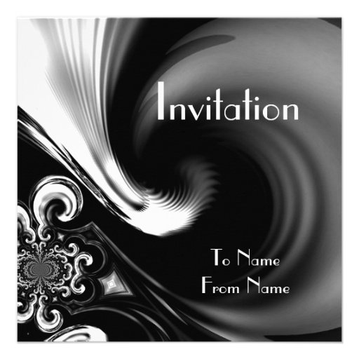 Invitations Black & White Style Abstract Metal 2