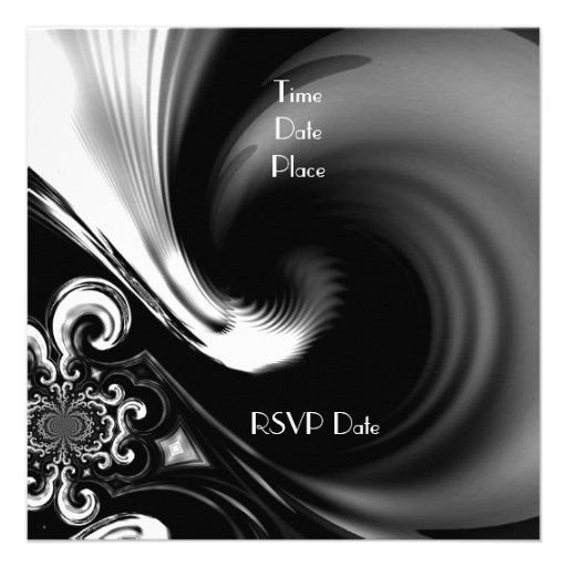 Invitations Black & White Style Abstract Metal 2