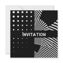 Invitations Black & White Style Spots Stripe invitations