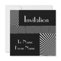 Invitations Black & White Style Stripe Mix