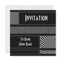 Invitations Black & White Style Stripe Mix