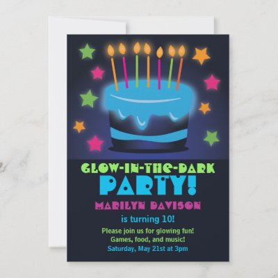 Invitations for Birthday Glow in the Dark Party