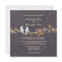 Invitations, love birds colorful blossoms by custom_stationery Invitations, love birds colorful blossoms