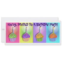 Invitations - Pop Art Birthday Cupcakes