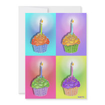 Invitations - Pop Art Birthday Cupcakes