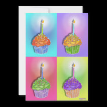Invitations - Pop Art Birthday Cupcakes invitations