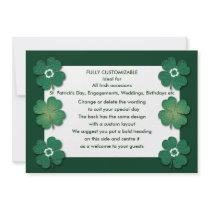 Invitations template - customizable shamrocks