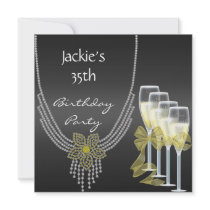 Invite 35th Birthday  Elegant Jewels Champagne