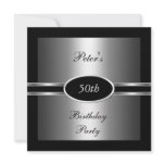 Invite 50th Birthday Party Black  Silver