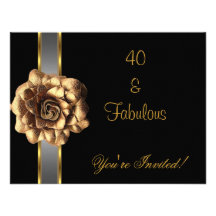 Invite a 40.o fabuloso de la flor del oro del fies comunicado personalizado