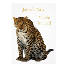 Invite Birthday Party Leopard On White