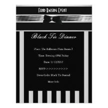 Invite Formal Black Tie Silver Black Stripe