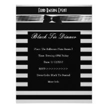 Invite Formal Black Tie Silver Black Stripe 2