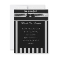 Invite Formal Black Tie Silver Black Stripe invitation