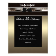 Invite Fundraiser Formal Black Tie Bronze Pewter