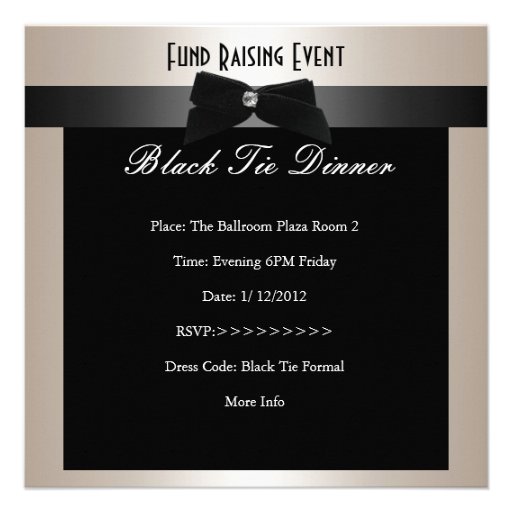 Invite Fundraiser Formal Black Tie Champagne