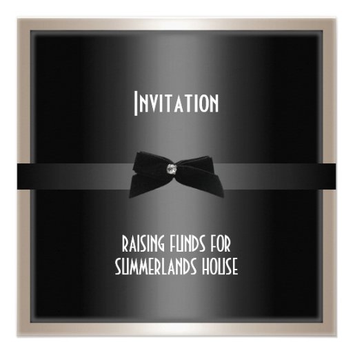 Invite Fundraiser Formal Black Tie Champagne
