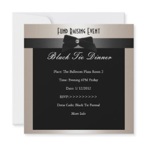 Invite Fundraiser Formal Black Tie Champagne invitation