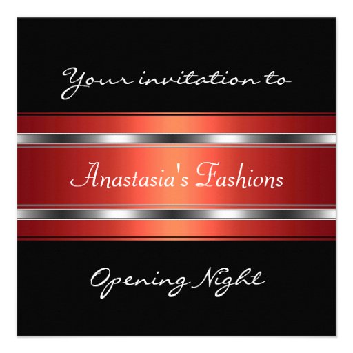 Invite Opening Night Black Red Silver