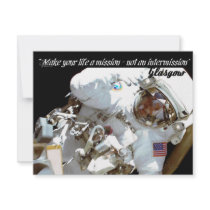 INVT card, "Make your life a mission - not an..." invitations