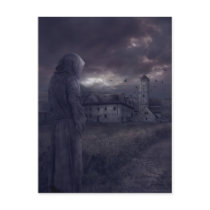 monastery, monk, tower, dark, architecture, temples, gothic, glow, ray, light, clouds, spirituality, inspirational, spiritual, vision, houk, art, artwork, illustration, mystery, digital art, digital realism, surreal, surrealism, surreal art, fantasy, gifts, gift, eerie, adorable, mystic, mistical, mood, mysterious, fabulous, cool, unique, awesome, amazing, inspiring, Postcard with custom graphic design