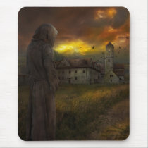 monastery, monk, tower, dark, architecture, temples, gothic, glow, ray, light, clouds, spirituality, inspirational, spiritual, vision, houk, art, artwork, illustration, mystery, digital art, digital realism, surreal, surrealism, surreal art, fantasy, gifts, gift, eerie, adorable, mystic, mistical, mood, mysterious, fabulous, cool, unique, awesome, amazing, inspiring, Mouse pad with custom graphic design