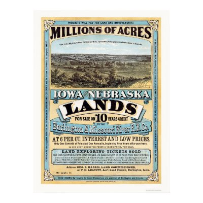 Iowa and Nebraska Land Advertisement 1872 Print by gwester