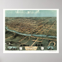 Iowa City, IA Panoramic Map - 1868 Posters