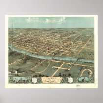 Iowa City Iowa 1868 Antique Panoramic Map Posters