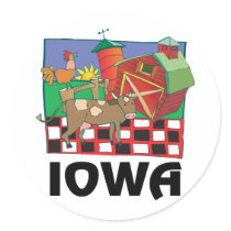 Iowa Farm Round Stickers