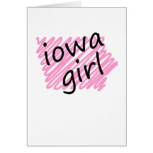 Iowa Girl with Scribbled Iowa Map Greeting Cards