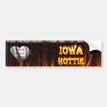 Iowa Hottie fire and red marble heart Bumper Stickers
