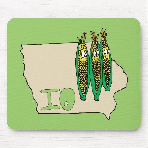 Iowa IO Map & Corn Husker Cartoon US Motto Mouse Pad Zazzle