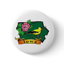 Iowa Map Pinback Button