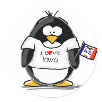 Iowa Penguin Round Sticker