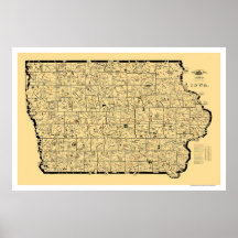 Iowa Railroad Map 1897 Print