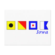 Iowa spelled in nautical flag alphabet postcards